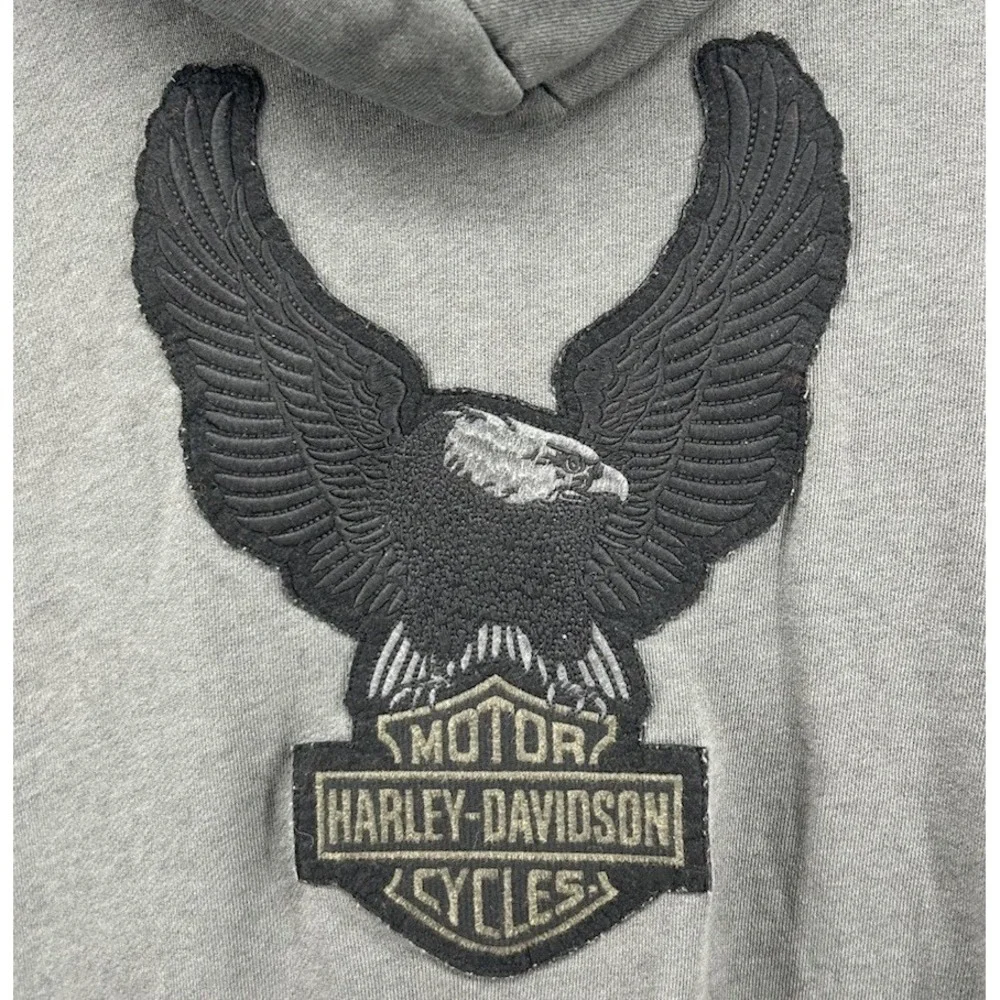 Harley Davidson Motorcycles Full Zip Hooded Sweat Jacket Gray men's 2XL